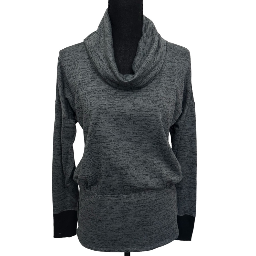 Athleta Size Small Gray Batwing‎ and Robin Cowl Neck Top Pullover Tunic Sweater